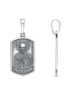 Подвеска "николай серебро 925 пробы, покрытие - оксидирование, без вставок