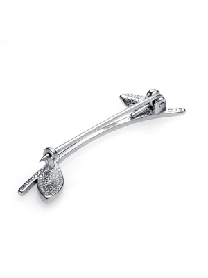 Брошь бижутерия, покрытие - платинирование, отделка - эмаль, без вставок