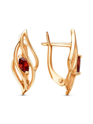 Серьги серебро 925 пробы, покрытие - золочение, вставка - фианит (недрагоценный камень)