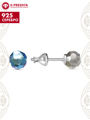 Серьги серебро 925 пробы, покрытие - родирование, вставка - стекло ювелирное preciosa