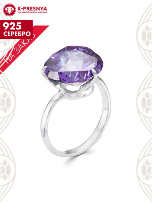 Кольцо серебро 925 пробы, покрытие - родирование, вставка - фианит собственной огранки (недрагоценный камень)