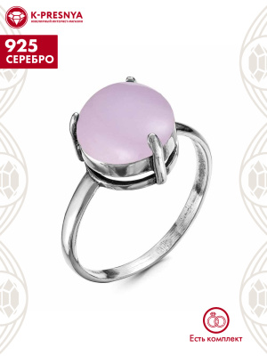 Кольцо серебро 925 пробы, покрытие - оксидирование, вставка - искусственный кварц розовый