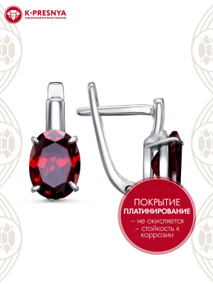 Серьги серебро 925 пробы, покрытие - платинирование, вставка - фианит (недрагоценный камень)