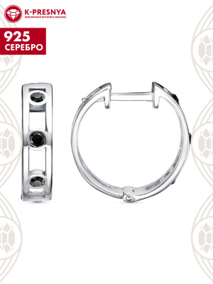 Серьги серебро 925 пробы, покрытие - родирование, вставка - фианит (недрагоценный камень)