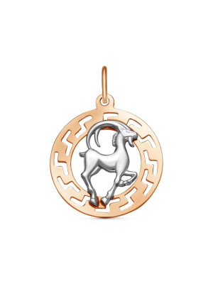 Подвеска "козерог" серебро 925 пробы, покрытие - золочение, выборочное родирование, без вставок