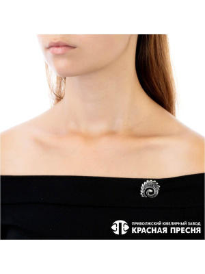 Брошь серебро 925 пробы, покрытие - оксидирование, без вставок