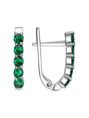 Серьги бижутерия, покрытие - платинирование, вставка - искусственная шпинель