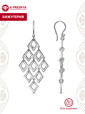 Серьги бижутерия, покрытие - платинирование, без вставок