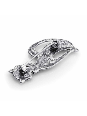 Брошь бижутерия, покрытие - серебрение с оксидированием, вставка - стекло ювелирное preciosa