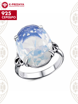 Кольцо серебро 925 пробы, покрытие - оксидирование, вставка - стекло ювелирное собственной огранки