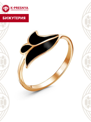 Кольцо бижутерия, покрытие - золочение, отделка - эмаль, без вставок