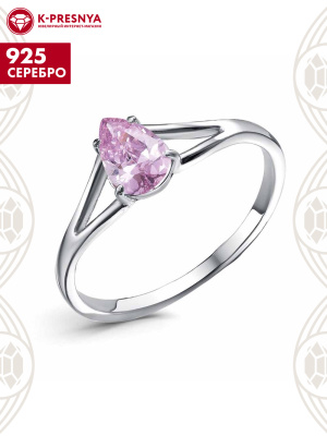 Кольцо серебро 925 пробы, покрытие - платинирование, вставка - фианит (недрагоценный камень)