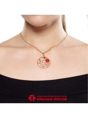 Подвеска бижутерия, покрытие - золочение, отделка - эмаль, без вставок