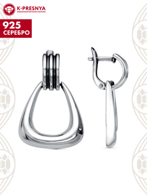 Серьги серебро 925 пробы, покрытие - оксидирование, без вставок