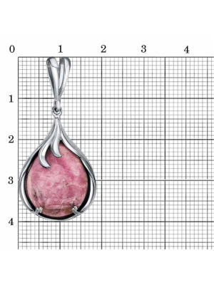 Подвеска бижутерия, покрытие - платинирование, вставка - родонит