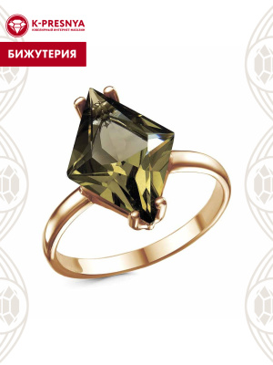 Кольцо бижутерия, покрытие - золочение, вставка - стекло ювелирное собственной огранки