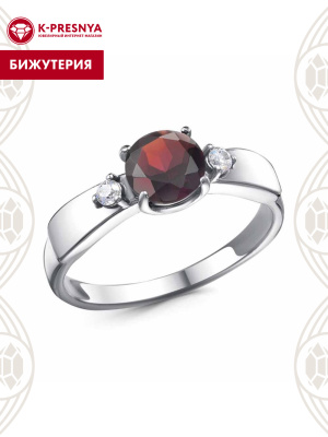 Кольцо бижутерия, покрытие - платинирование, вставка - фианит (недрагоценный камень)