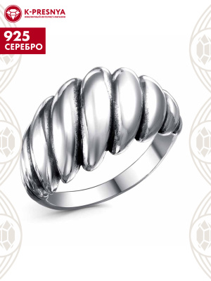 Кольцо серебро 925 пробы, покрытие - оксидирование, без вставок