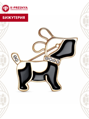 Брошь бижутерия, покрытие - золочение, отделка - эмаль, вставка - стекло ювелирное preciosa