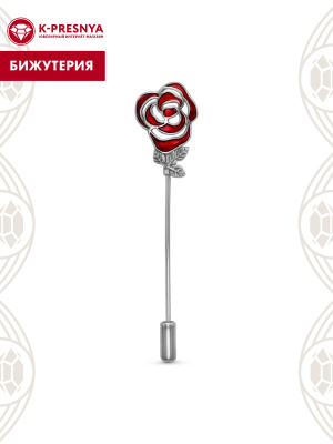 Брошь бижутерия, покрытие - платинирование, отделка - эмаль, без вставок