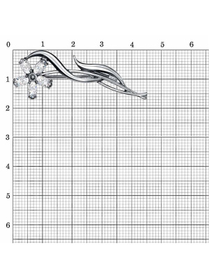 Брошь серебро 925 пробы, покрытие - оксидирование, вставка - фианит (недрагоценный камень)