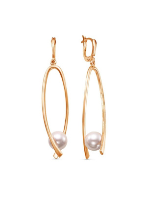 Серьги бижутерия, покрытие - золочение, вставка - имитация жемчуга