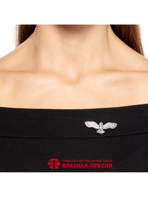 Брошь бижутерия, покрытие - серебрение с оксидированием, без вставок