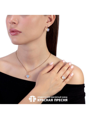 Серьги серебро 925 пробы, покрытие - золочение, вставка - стекло ювелирное собственной огранки