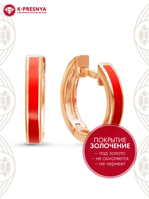 Серьги серебро 925 пробы, покрытие - золочение, отделка - эмаль, без вставок