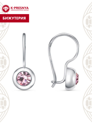 Серьги бижутерия, покрытие - серебрение, вставка - стекло ювелирное preciosa