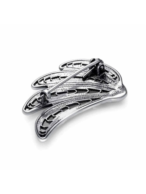 Брошь бижутерия, покрытие - серебрение с оксидированием, без вставок