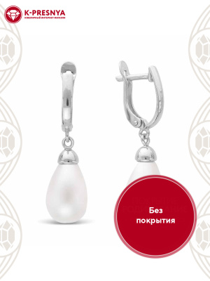 Серьги серебро 925 пробы, без покрытия, вставка - имитация жемчуга