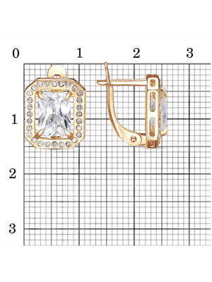 Серьги бижутерия, покрытие - золочение, вставка - стекло ювелирное preciosa, фианит (недрагоценный камень)