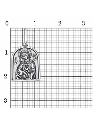 Подвеска "владимирская божия матерь" серебро 925 пробы, покрытие - оксидирование, без вставок