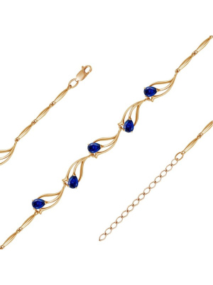 Браслет бижутерия, покрытие - золочение, вставка - искусственная шпинель