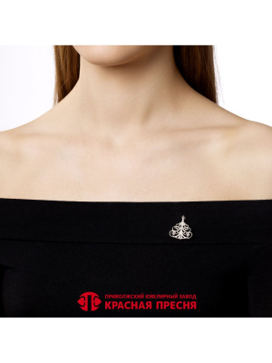 Брошь серебро 925 пробы, покрытие - родирование, без вставок