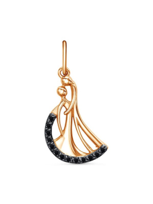 Подвеска серебро 925 пробы, покрытие - золочение, выборочное родирование, вставка - фианит (недрагоценный камень)