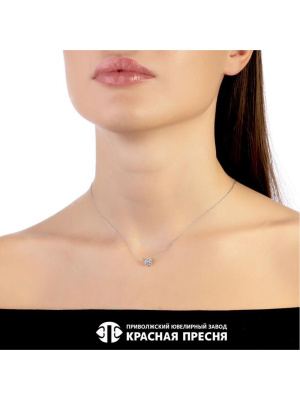 Колье серебро 925 пробы, покрытие - родирование, вставка - фианит (недрагоценный камень)