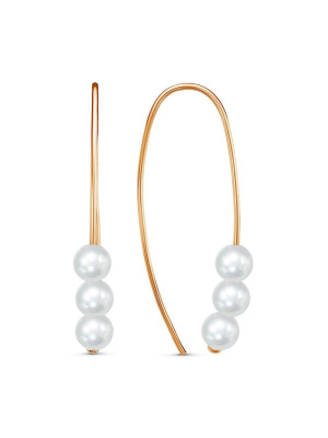 Серьги бижутерия, покрытие - золочение, вставка - имитация жемчуга