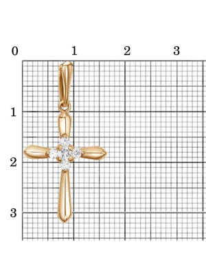 Подвеска серебро 925 пробы, покрытие - золочение, вставка - фианит (недрагоценный камень)