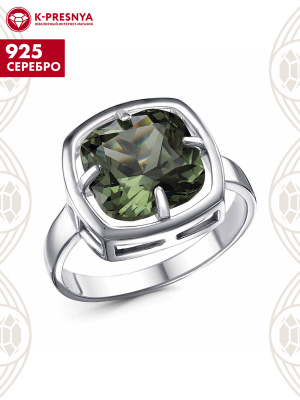 Кольцо серебро 925 пробы, покрытие - платинирование, вставка - фианит (недрагоценный камень)