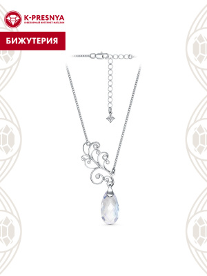 Колье бижутерия, покрытие - платинирование, вставка - фианит (недрагоценный камень)