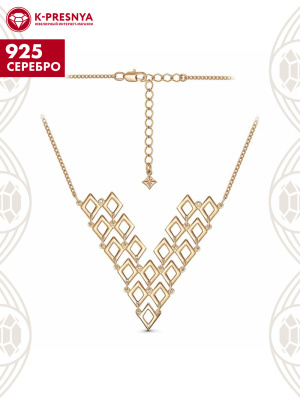 Колье серебро 925 пробы, покрытие - золочение, без вставок