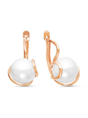 Серьги серебро 925 пробы, покрытие - золочение, вставка - имитация жемчуга