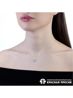 Колье серебро 925 пробы, без покрытия, вставка - стекло ювелирное preciosa