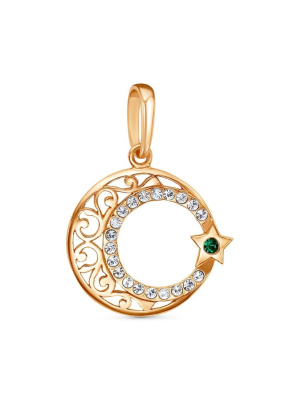 Подвеска бижутерия, покрытие - золочение, вставка - стекло ювелирное preciosa