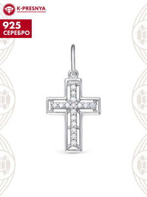 Подвеска серебро 925 пробы, покрытие - родирование, вставка - фианит (недрагоценный камень)