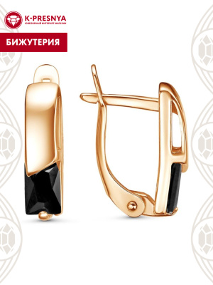 Серьги бижутерия, покрытие - золочение, вставка - фианит (недрагоценный камень)