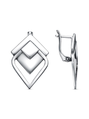 Серьги бижутерия, покрытие - серебрение с оксидированием, без вставок