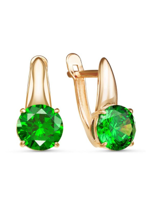 Серьги бижутерия, покрытие - золочение, вставка - фианит (недрагоценный камень)